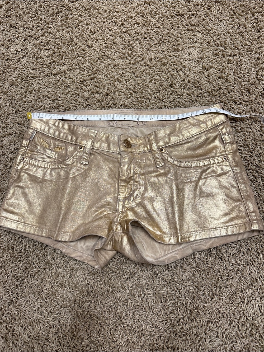 Robin's Jean Metallic Gold Denim Shorts